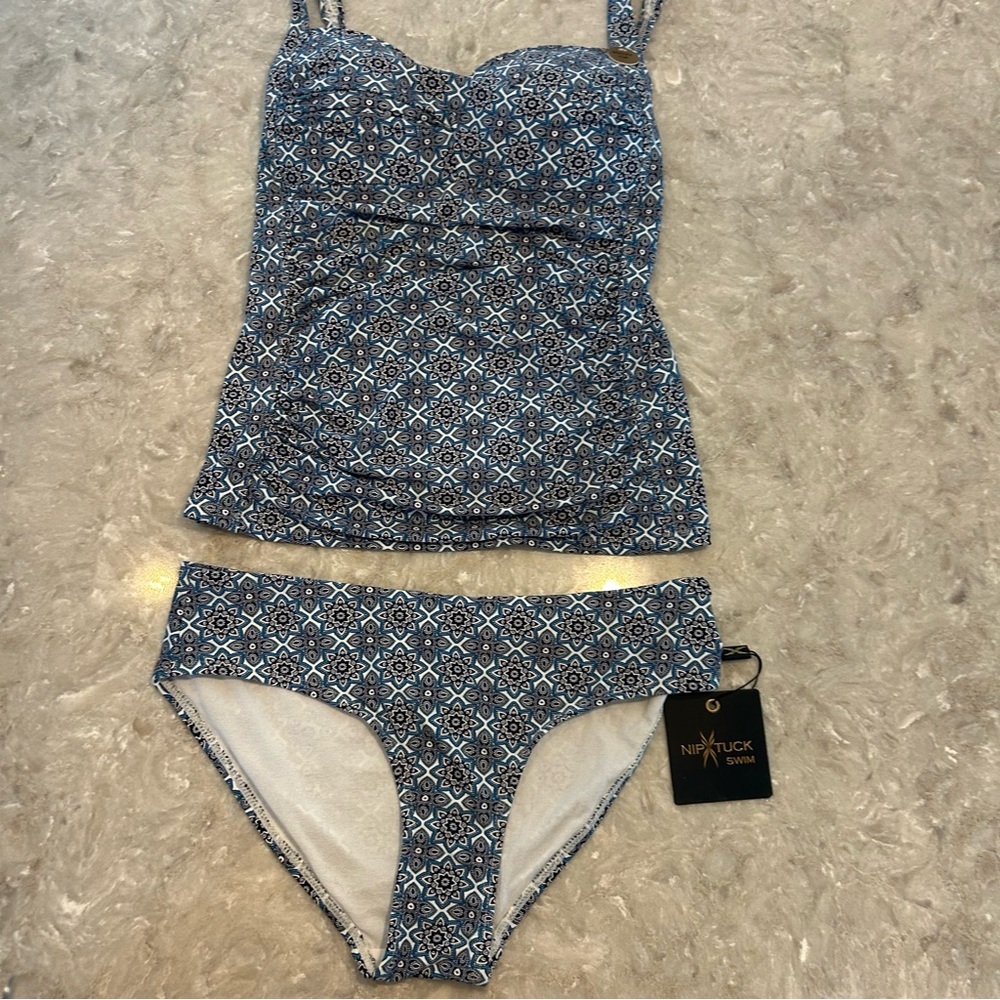 NipTuck Swim Blue Printed Tankini Set